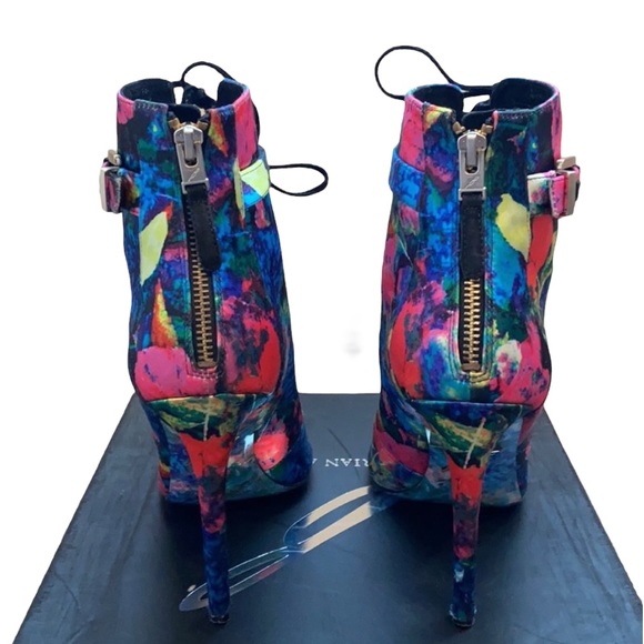 Brian Atwood Lindford Floral-Print Satin Bootie - Picture 3 of 5